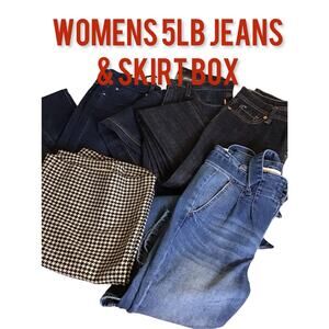 Women’s 5lb Clothes box Of Bottoms (Jeans & Skirts) Sz.4/Xs various Brands 5 pcs